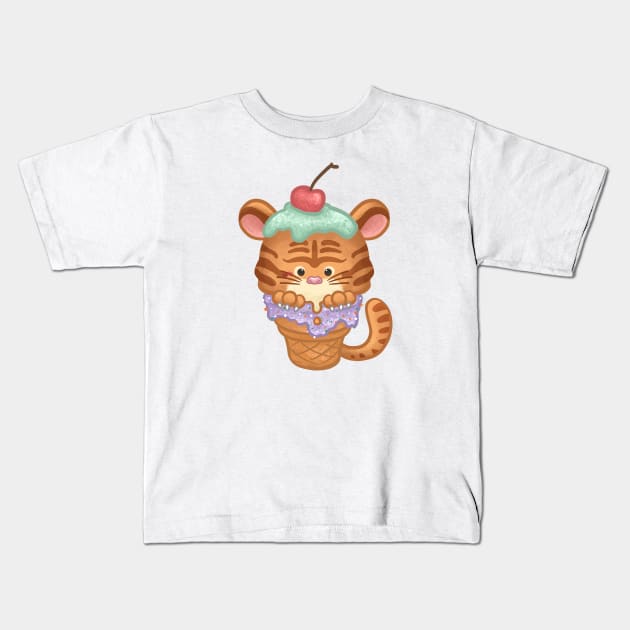 Tiger Gelato Kids T-Shirt by Khotekmei